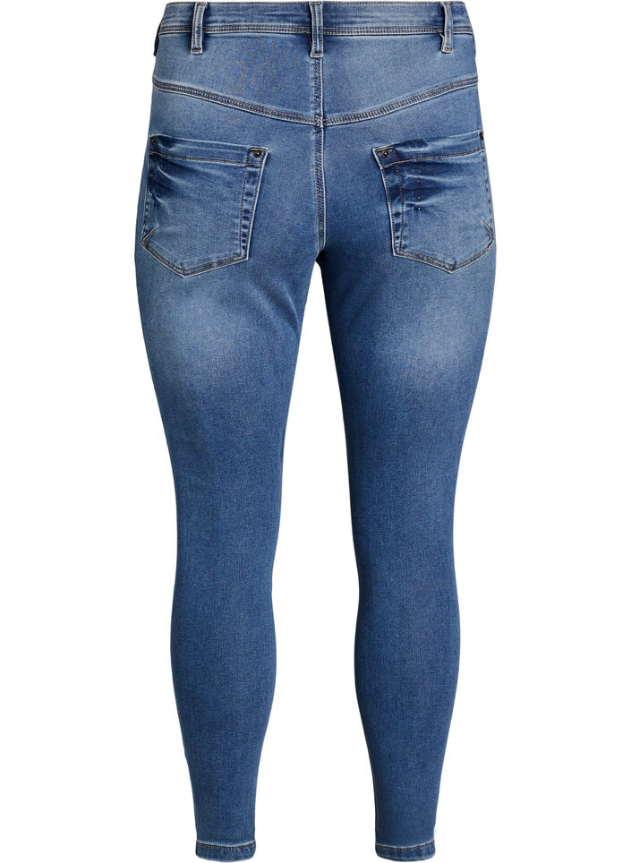 Jean crop Amy avec d&eacute;tails zipp&eacute;s, Bleu, Packshot image number 1