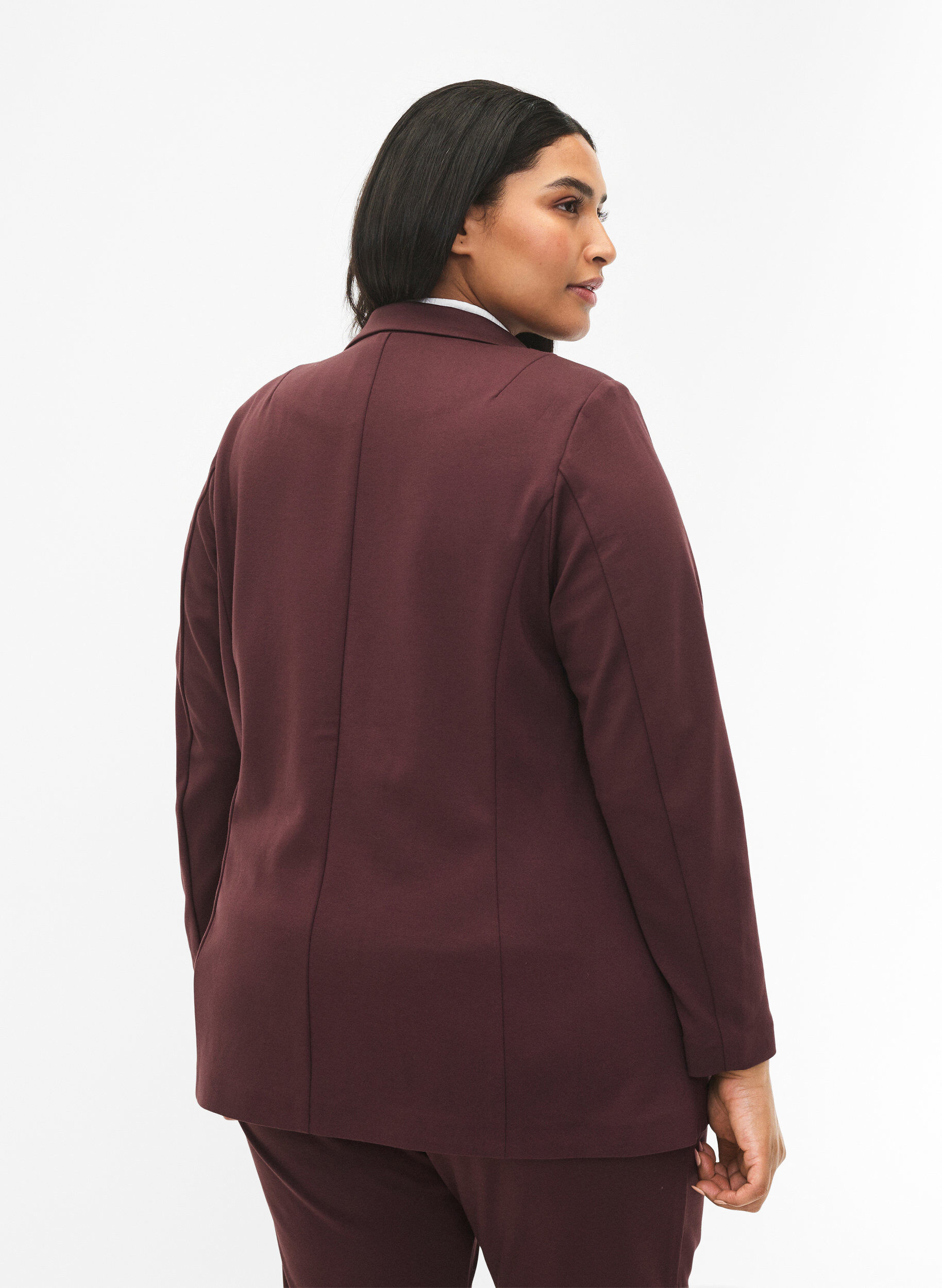 ZizziEenvoudige blazer met knoopsluiting, Donker Bordeaux, Model image number 1