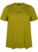 Katoenen T-shirt met tekstbadge, Groen, Packshot image number 0