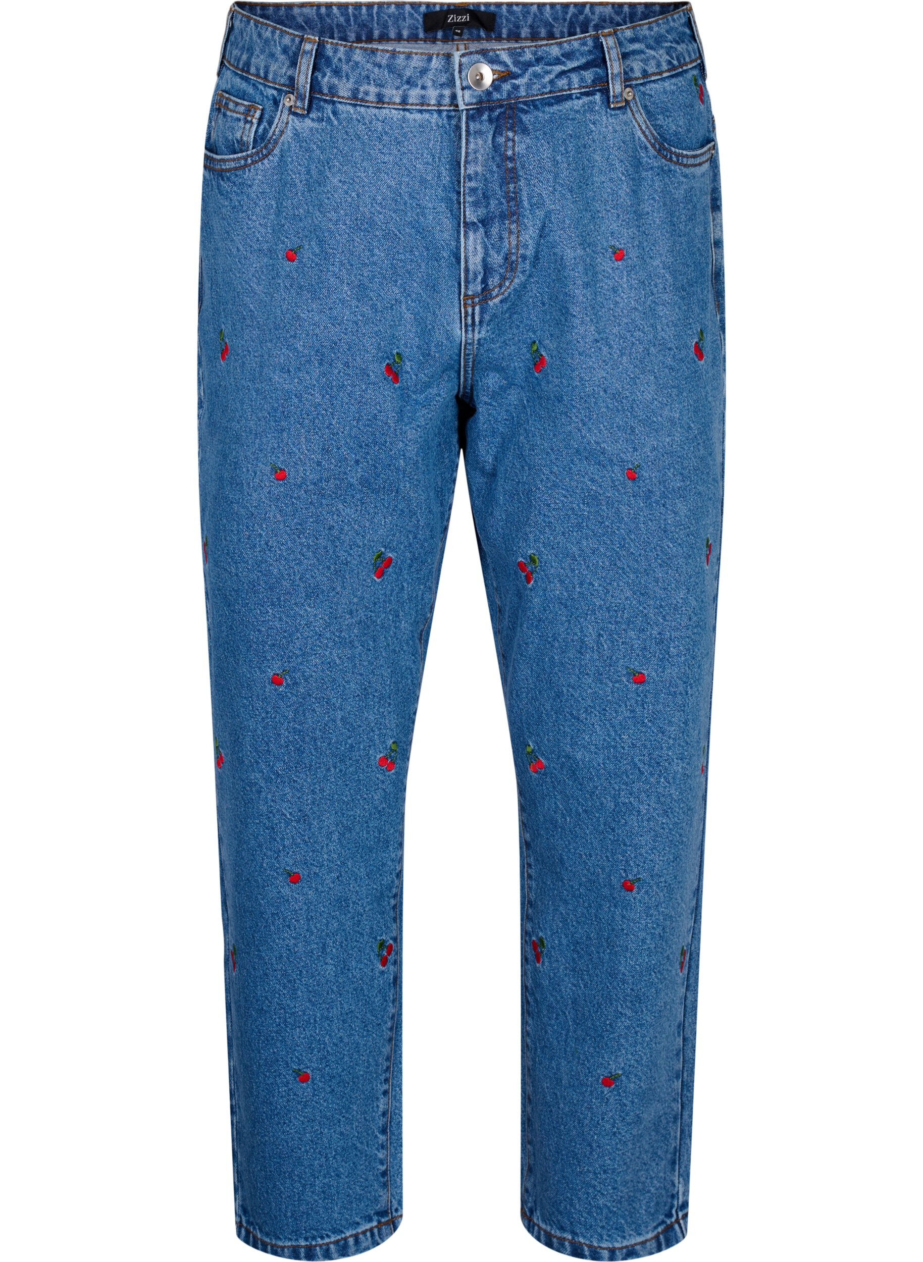 Zizzi Jeans Mille coupe Mom avec broderies, Bleu Clair, Packshot image number 0