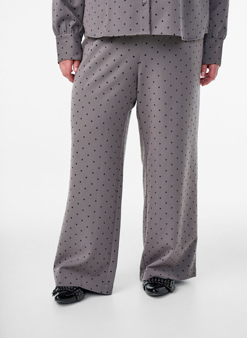 Pantalon large à taille haute, Gris, Model image number 2