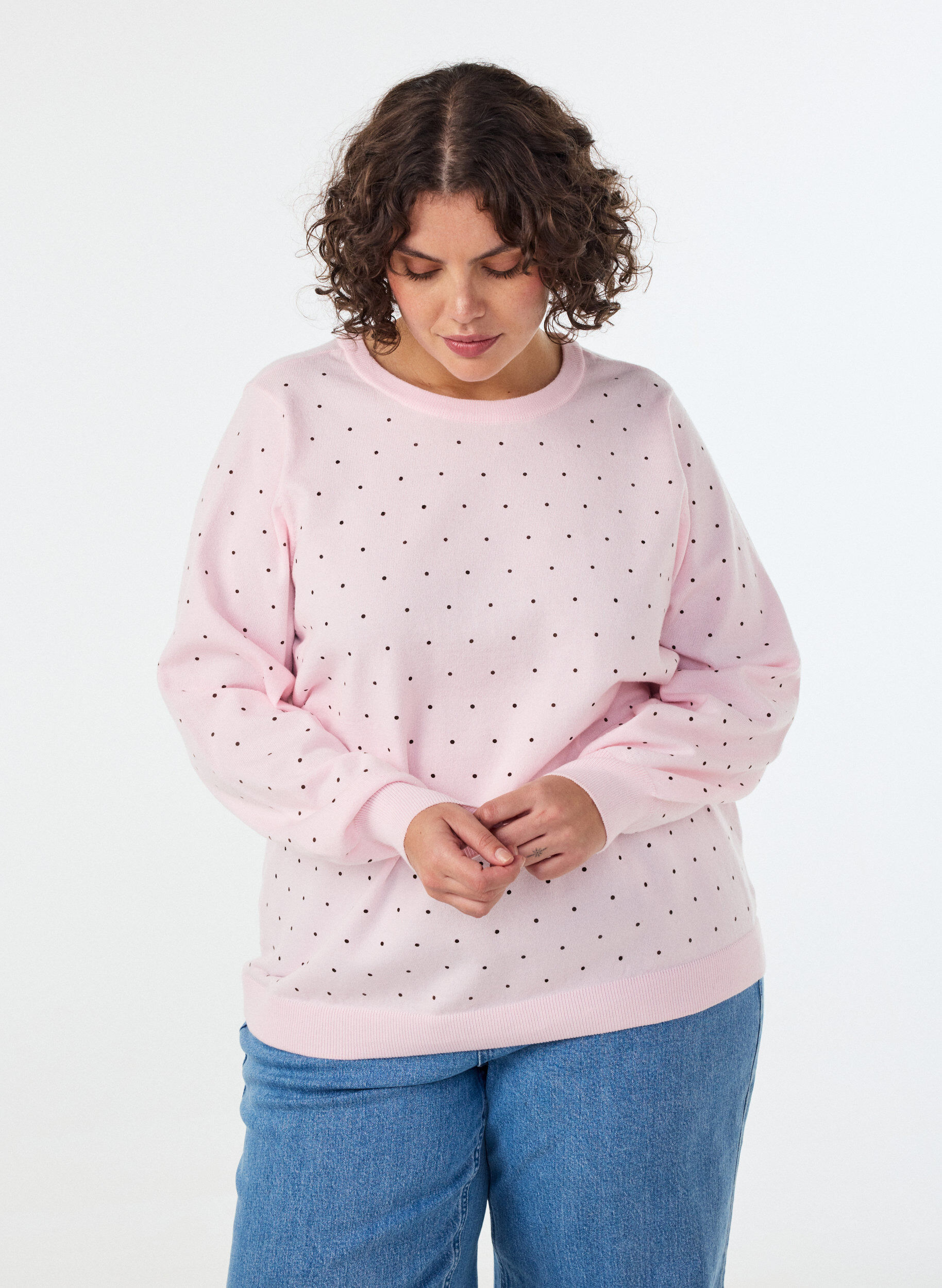 ZizziBlouse en maille &agrave; petits pois, Rose, Model image number 0
