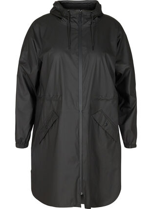 Veste de pluie avec fermeture éclair et capuche, Black, Packshot image number 0