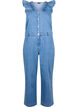 Denim jumpsuit met ruches, Light Blue Denim, Packshot image number 0