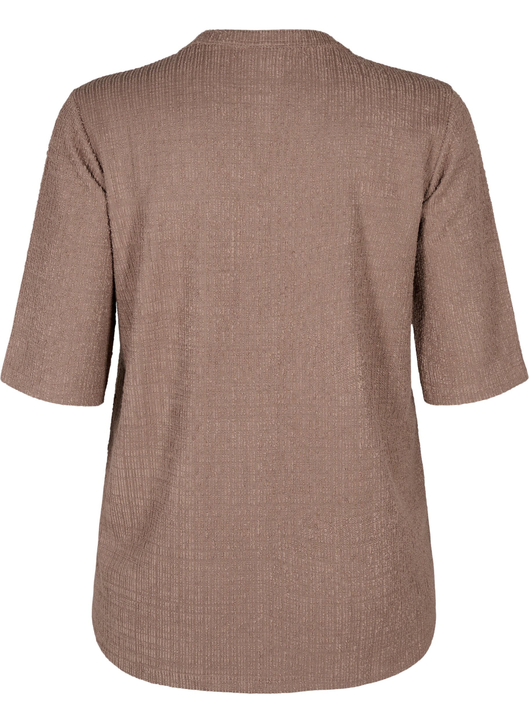 ZizziGestructureerde blouse met V-hals, Walnut, Packshot image number 1