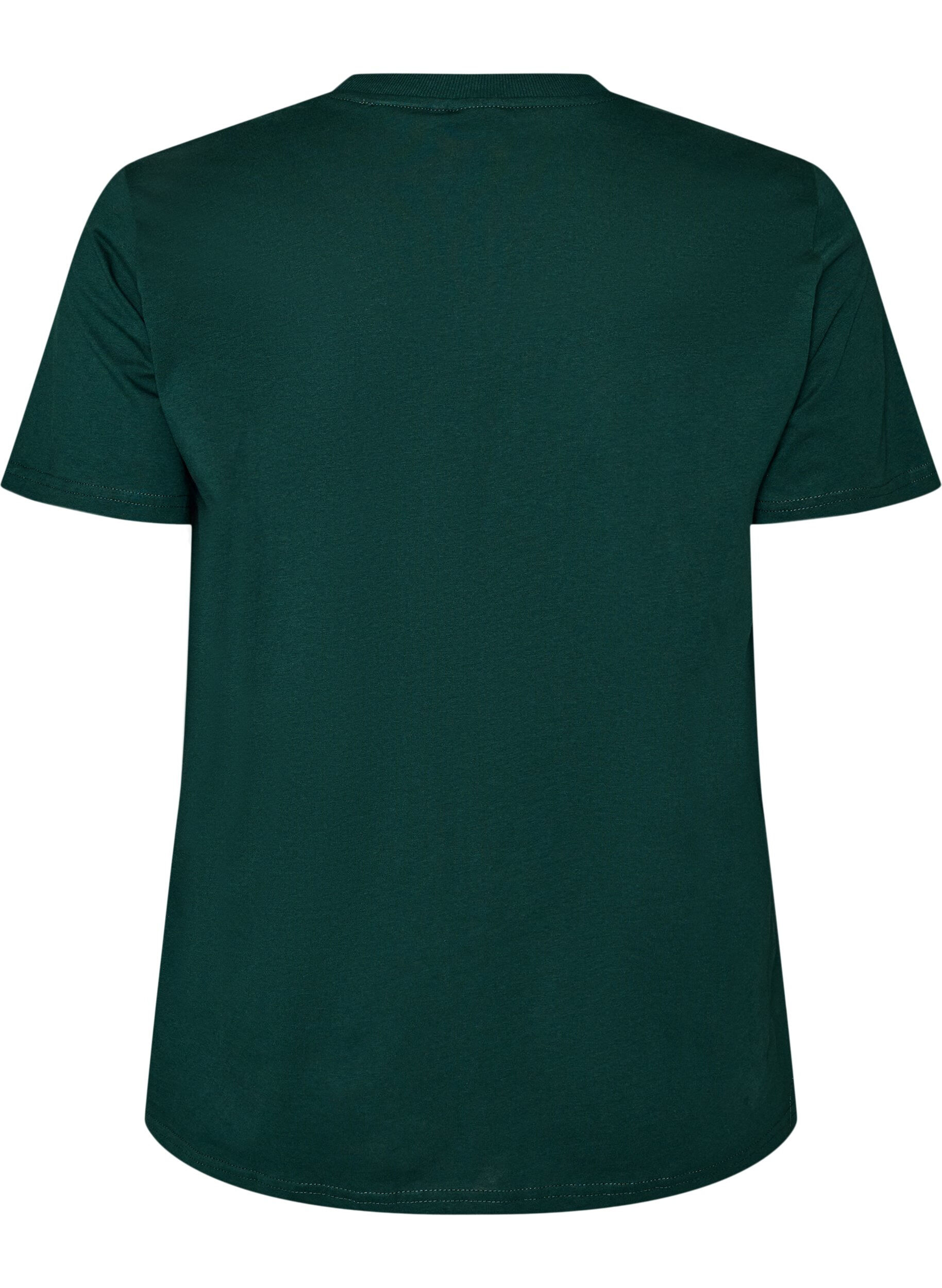 ZizziT-shirt basique en coton &agrave; col rond, Vert fonc&eacute;, Packshot image number 1