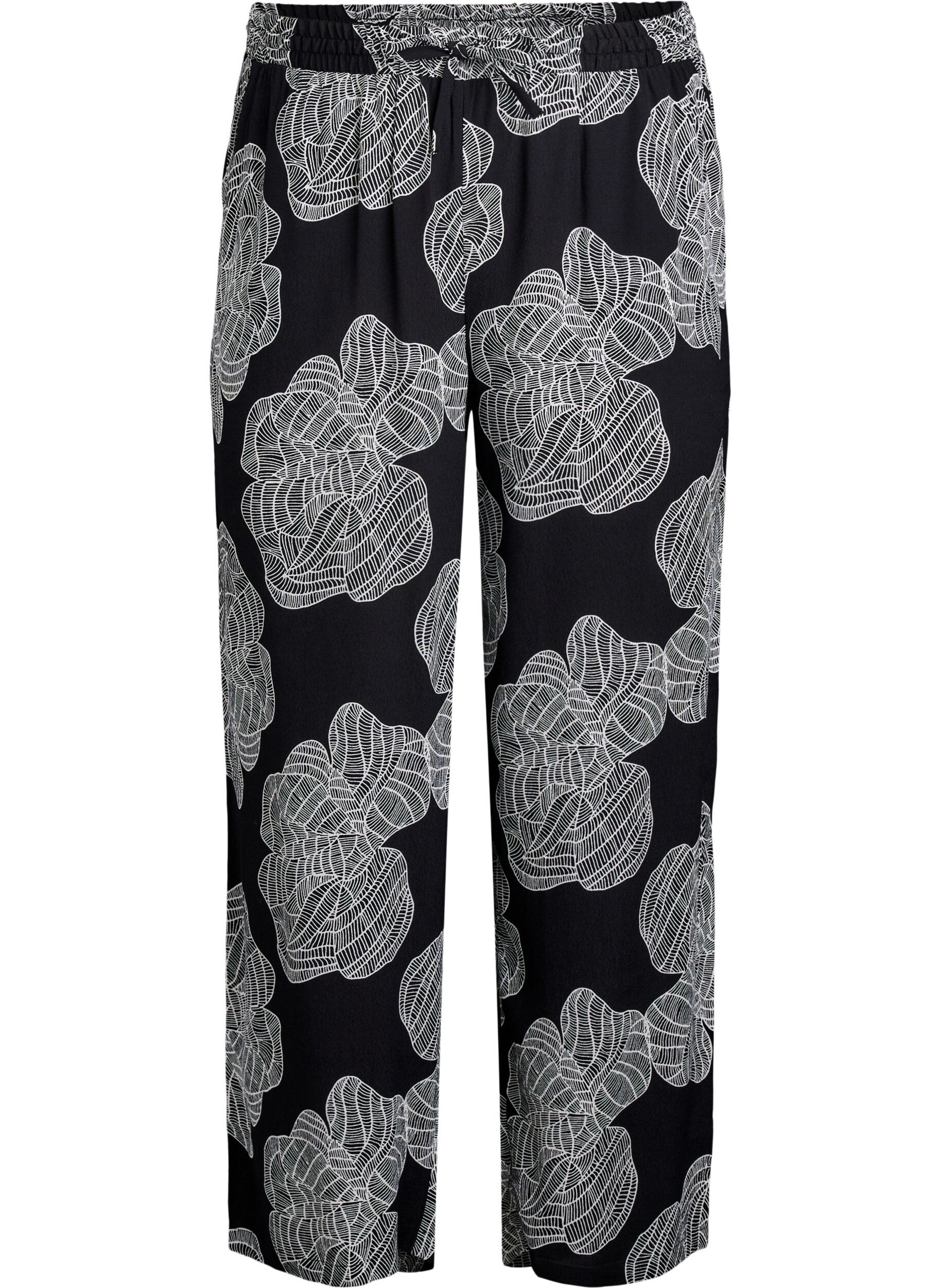 Losvallende viscose broek met print