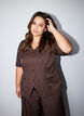 Blouse &agrave; fines rayures avec strass et boutons, Marron, Model image number 0