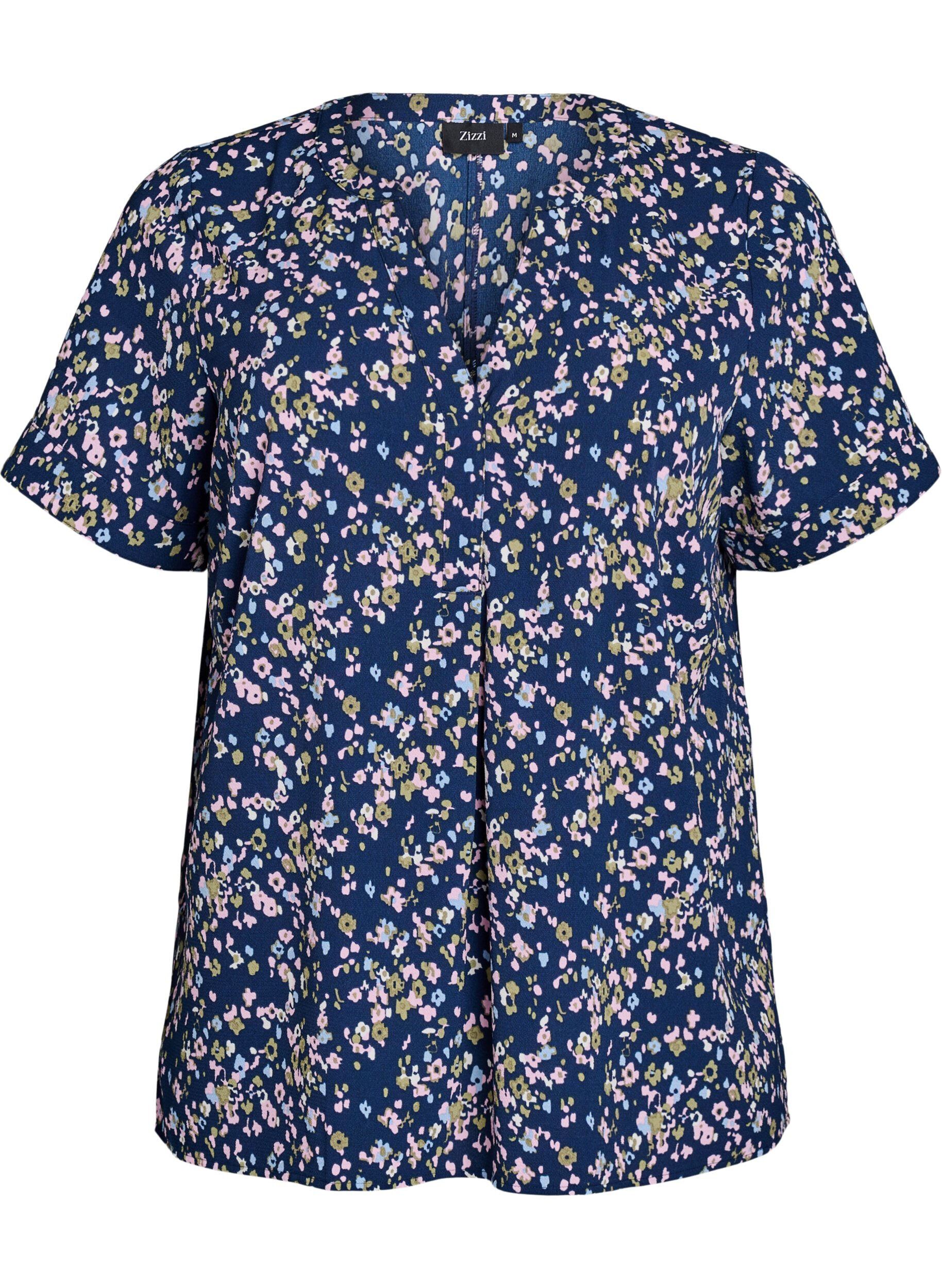 ZizziBlouse met korte mouwen en V-hals, Roze, Packshot image number 0