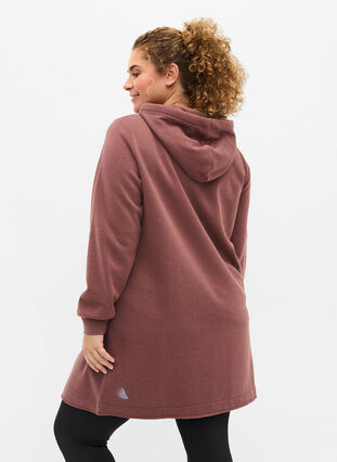 Robe pull à capuche et poche, Marron, Model image number 1