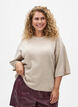 Los gebreide shirt met korte mouwen, Beige, Model image number 0