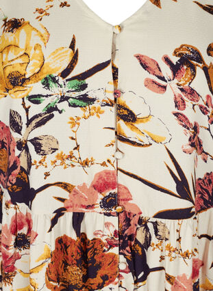Viscose midi-jurk met bloemenprint , Beige Flower AOP, Packshot image number 2