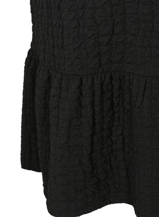 Robe trapèze texturée à manches courtes, Black, Packshot image number 3