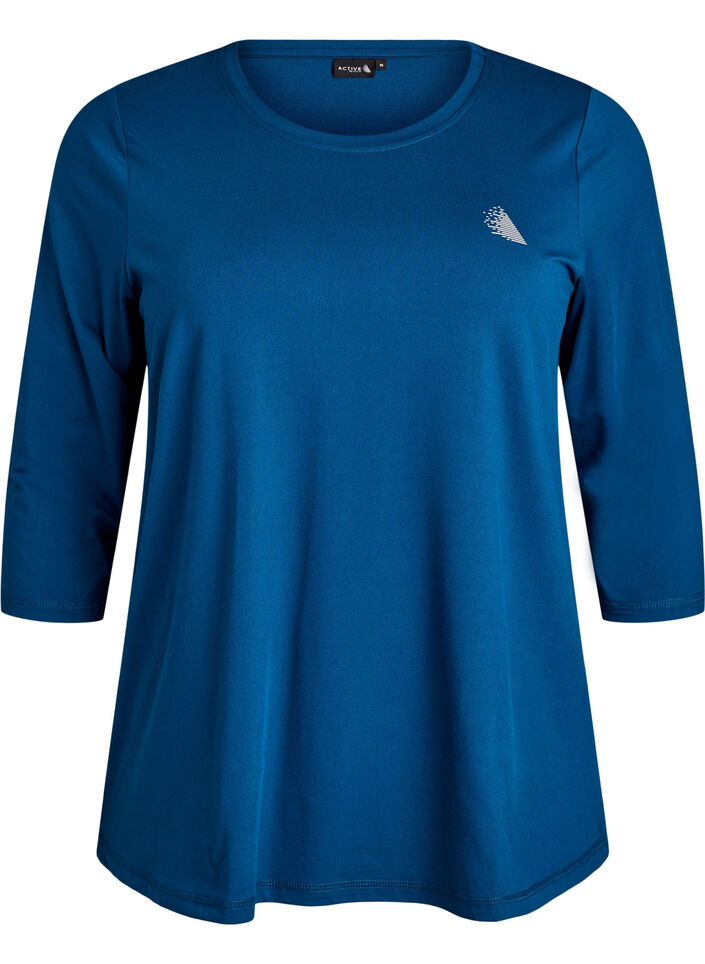 Sporttop met 3/4 mouwen, Blauw, Packshot image number 0