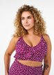 Bloemen bikinitop met ruches, Rood, Model image number 0