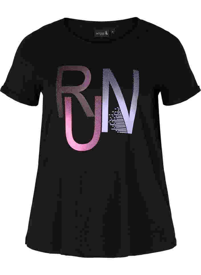 T-shirt de sport avec imprimé, Black Run, Packshot image number 0