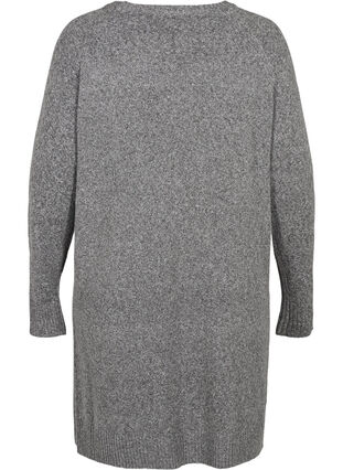 Robe en tricot manches longues et col rond, Dark Grey Melange, Packshot image number 1