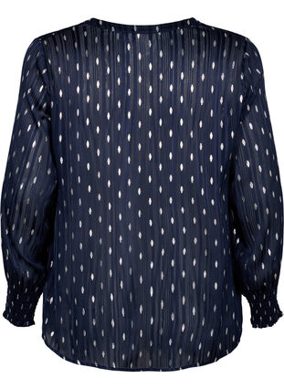 Bedrukte blouse met smok en v-hals, Night Sky w. Silver, Packshot image number 1