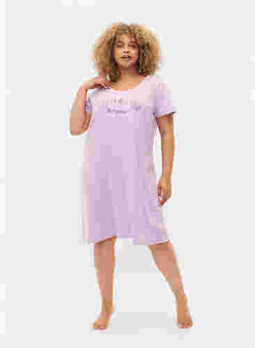 Chemise de nuit en coton à manches courtes, Lilac Breeze w. Life, Model image number 2