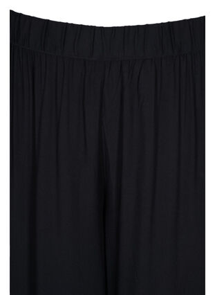 Pantalon en viscose uni avec largeur, Black, Packshot image number 2