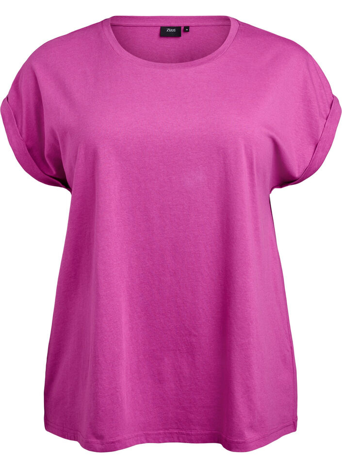 T-shirt met korte mouwen van katoenmix, Paars, Packshot image number 0