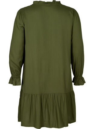 Viscose jurk met koordsluiting, Rifle Green, Packshot image number 1