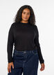 Blouse met hoge hals in viscose jersey, Zwart, Model image number 0