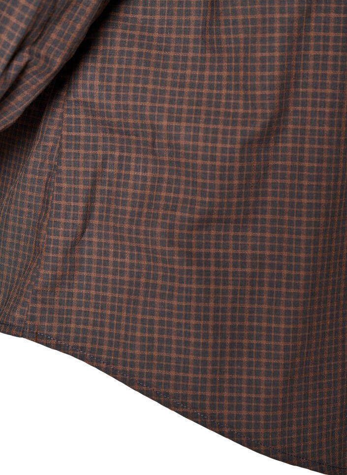 Katoenen overhemd met ruitpatroon, Bruin, Packshot image number 3