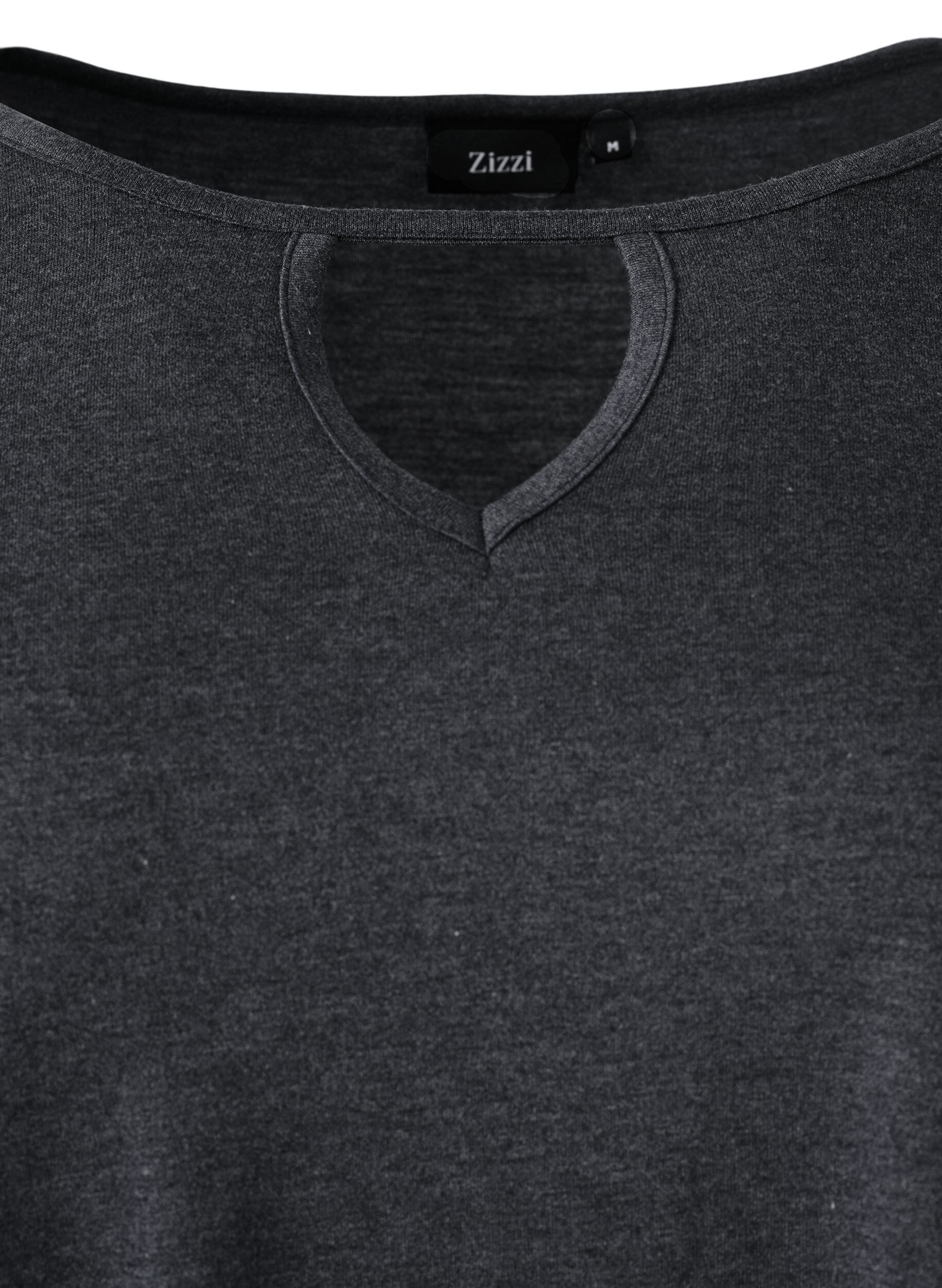 ZizziGem&ecirc;leerde blouse met lange mouwen, Black Mel. , Packshot image number 3