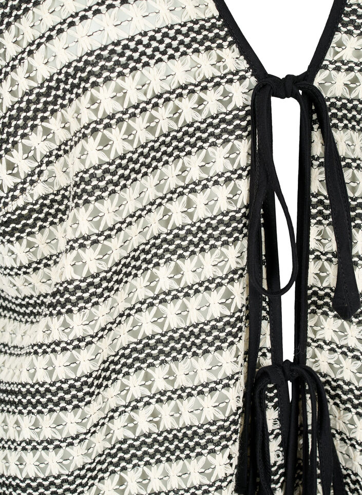 Cardigan en crochet avec ceinture à nouer, Black White, Packshot image number 2