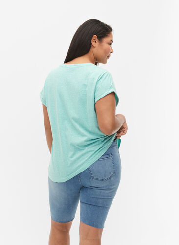 T-shirt mélangé à manches courtes, Turquoise Mél, Model image number 1