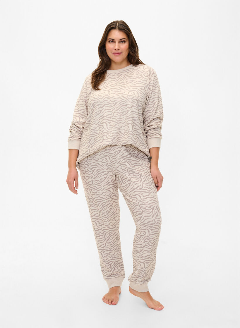 Pantalon en velours imprimé, Pink Tint AOP, Model image number 0