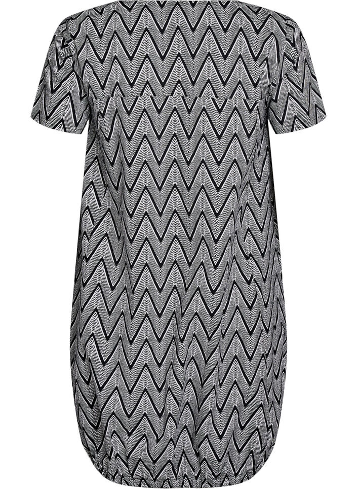 Robe en coton &agrave; manches courtes avec imprim&eacute;, Noir, Packshot image number 1