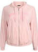 Zachte velours hoodie met ritssluiting, Roze, Packshot image number 0