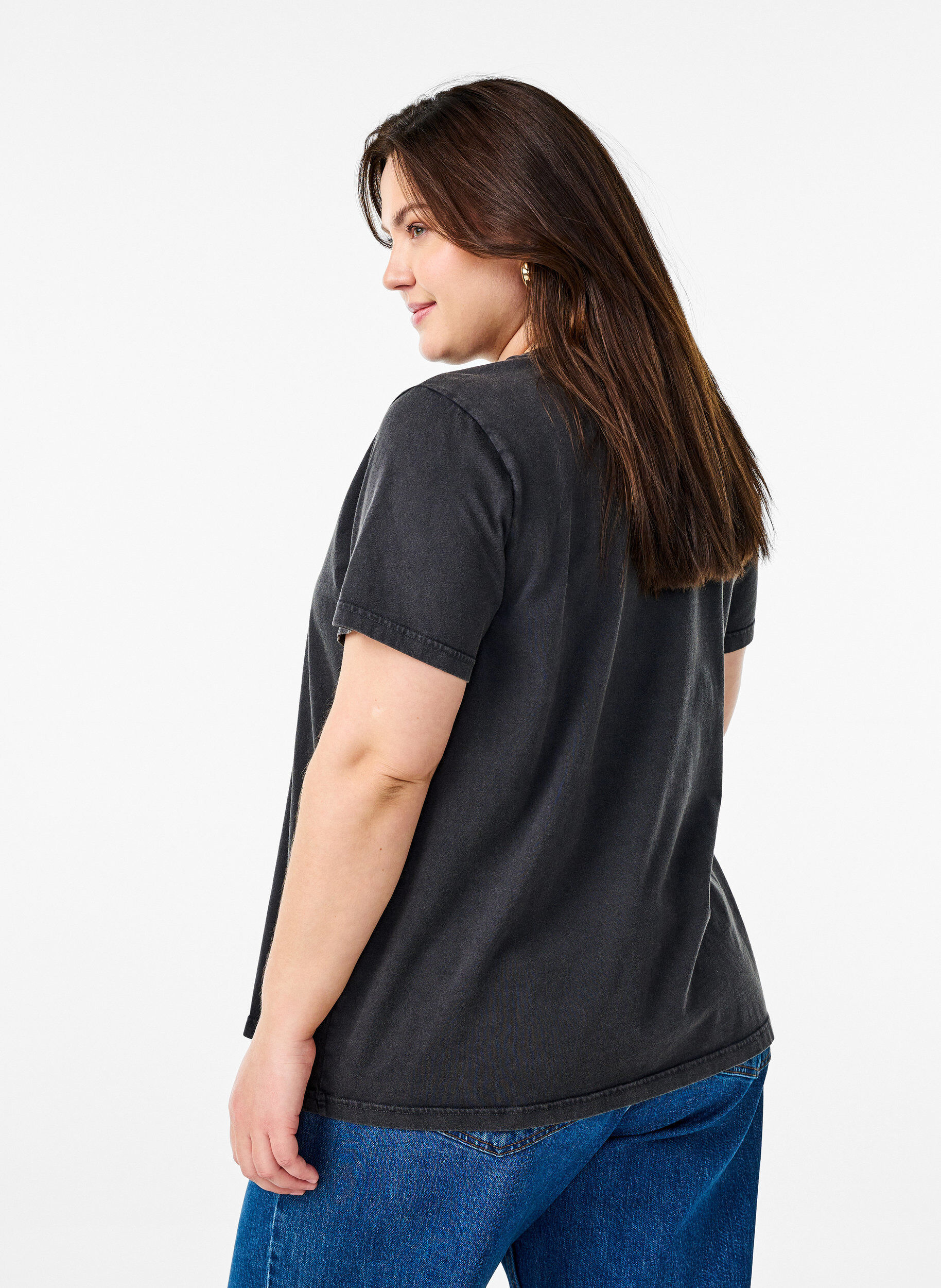 ZizziT-shirt in biologisch katoen met een coole print, Grijs, Model image number 2