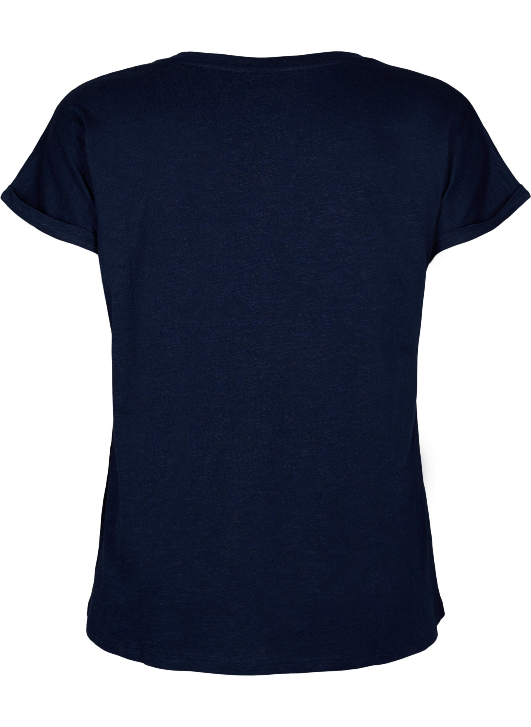 ZizziBedrukt T-shirt van biologisch katoen, N.Sky w. White Print, Packshot image number 1