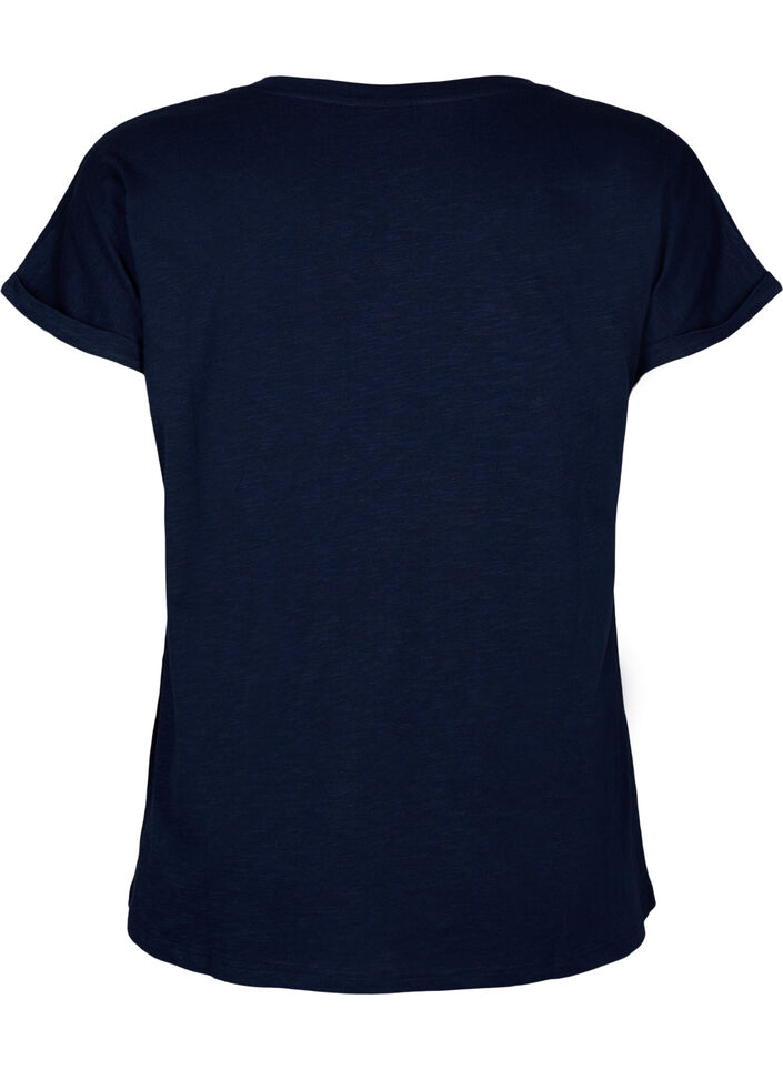 Bedrukt T-shirt van biologisch katoen, N.Sky w. White Print, Packshot image number 1