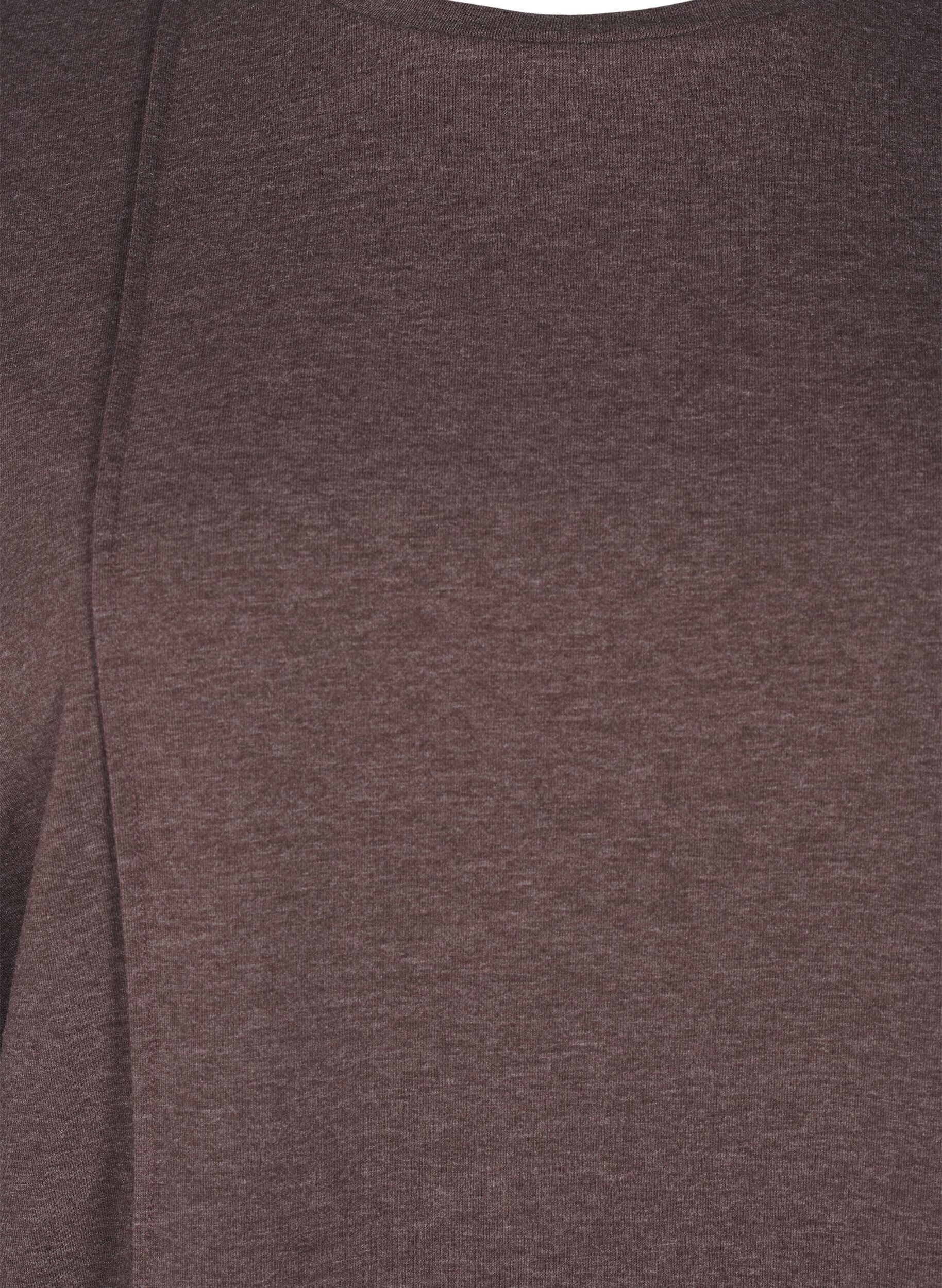 ZizziLosse jersey blouse met naaddetails, Bruin, Packshot image number 2