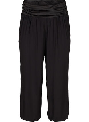 Pantalon ample en viscose avec bord élastique, Black, Packshot image number 0