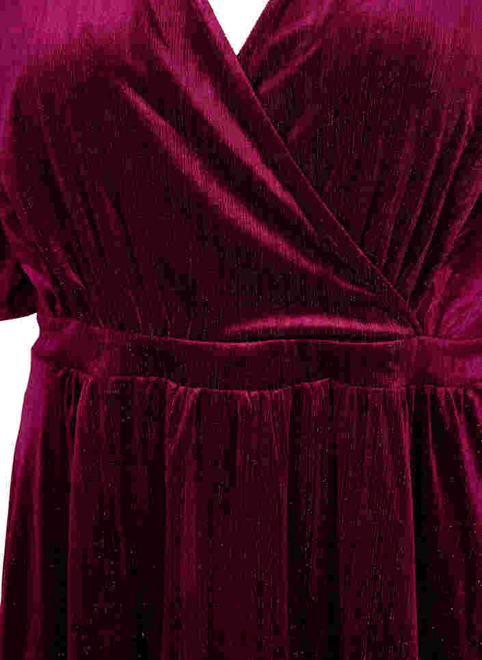 Velours jurk met v-hals en glitters, Winetasting, Packshot image number 2