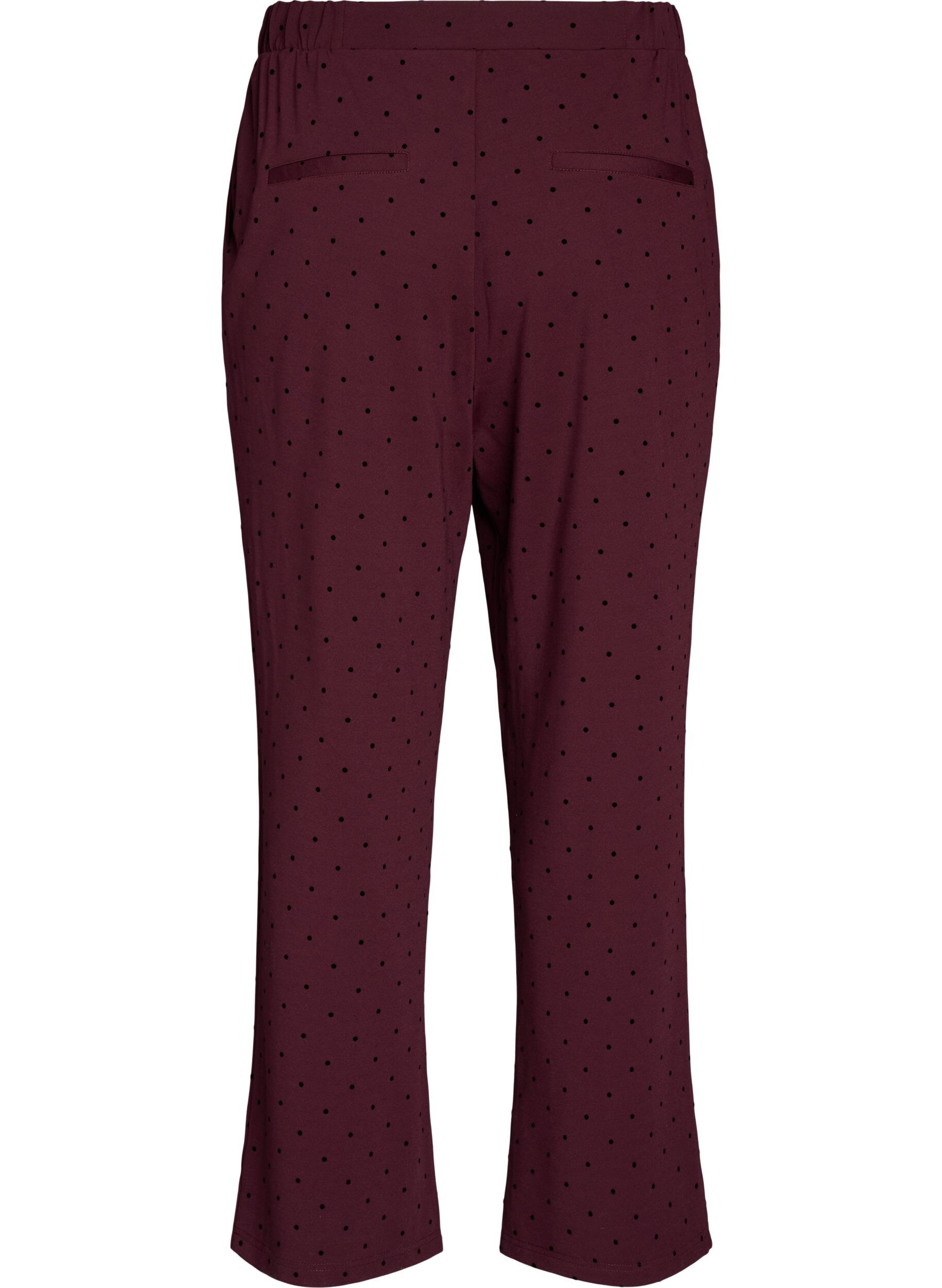 ZizziPantalon &agrave; pois taille haute et coupe droite, Bordeaux, Packshot image number 1