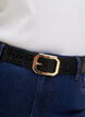Ceinture en faux cuir avec motif croco, Black w. Gold Buckle, Model image number 1