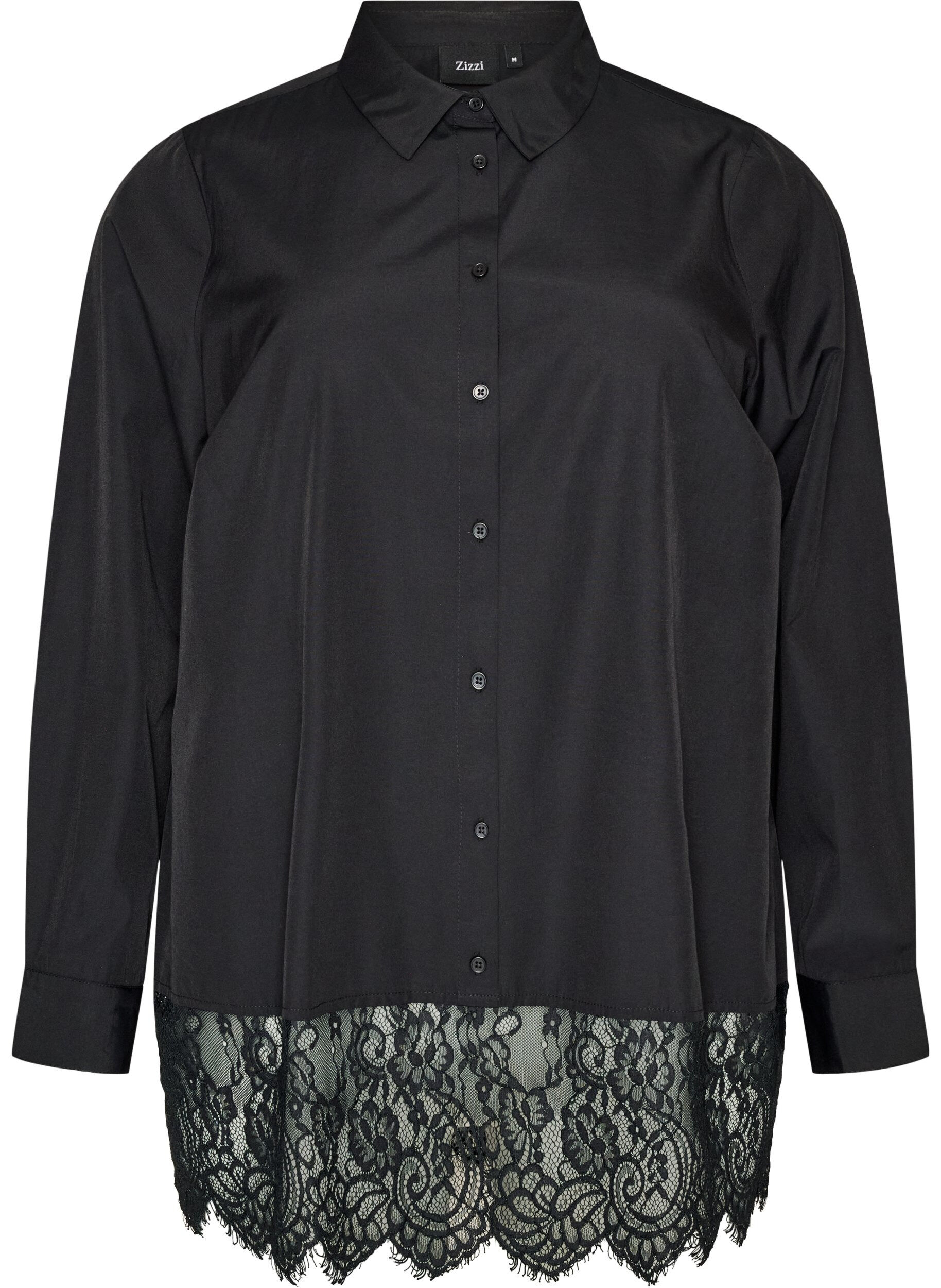 Losse blouse met een brede kanten rand
