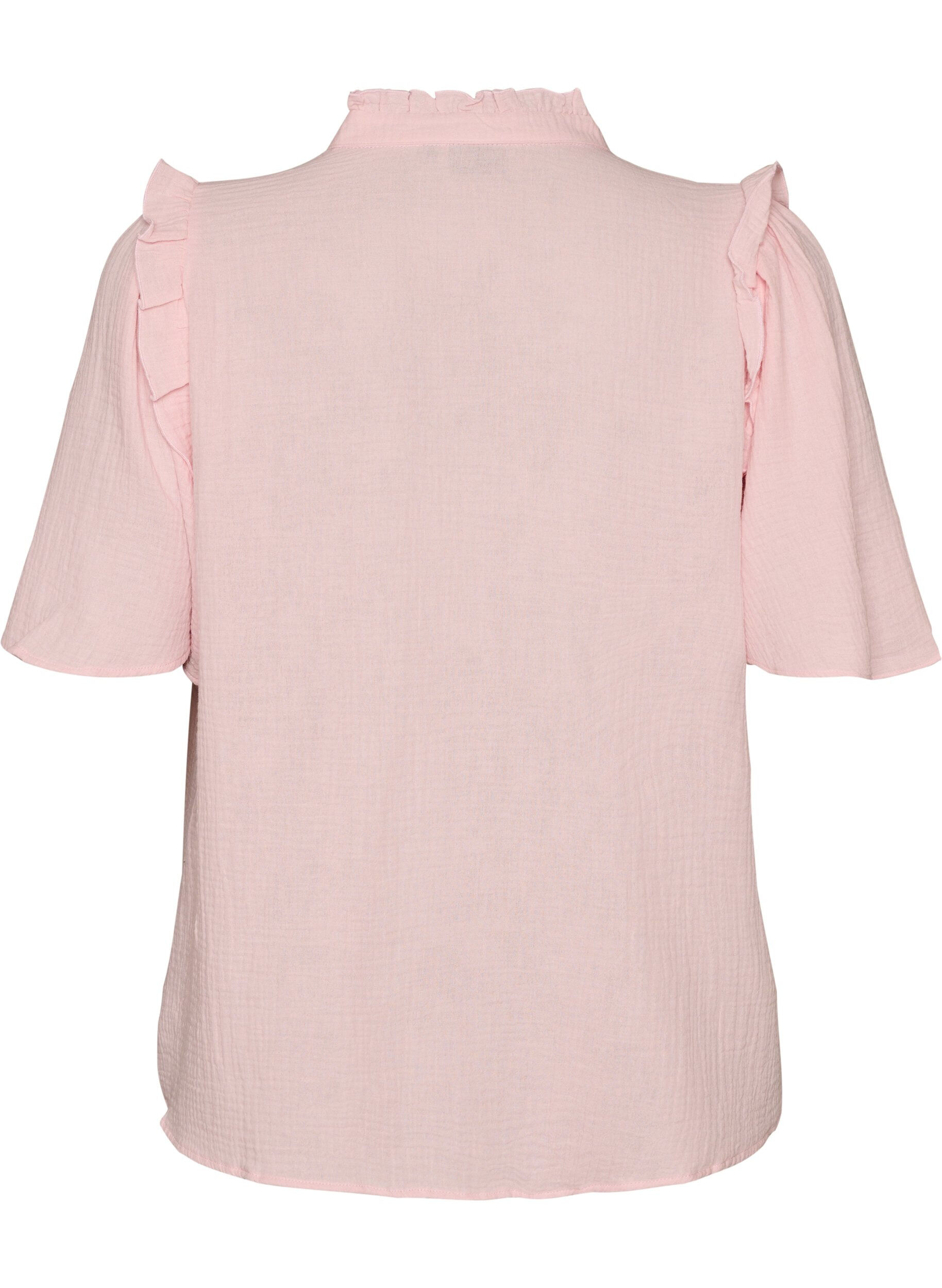 ZizziBlouse in katoen mousseline met broderie anglaise en 1/2 mouwen, Roze, Packshot image number 1