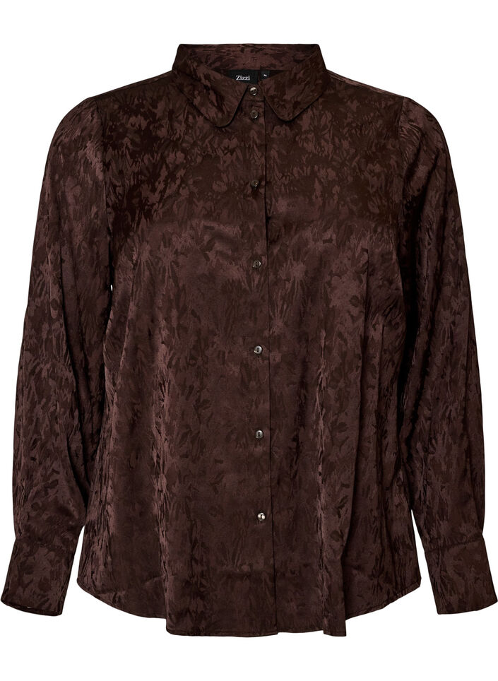 Chemise &agrave; motif cachemire ton sur ton, Marron, Packshot image number 0