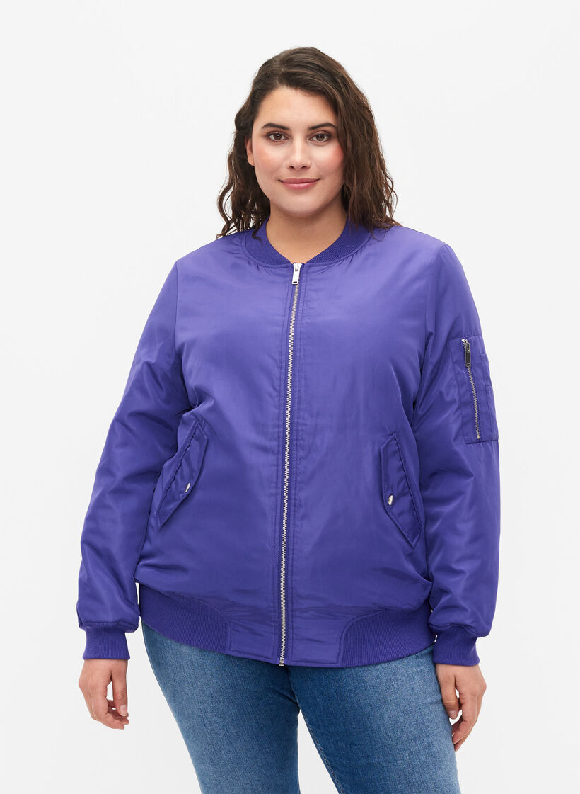 Blouson bombardier avec fermeture éclair, Purple Opulence, Model image number 0