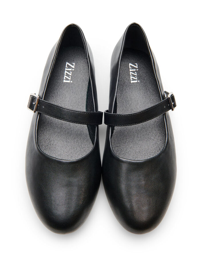 Ballerina van imitatieleer met bandje, Zwart, Packshot image number 3