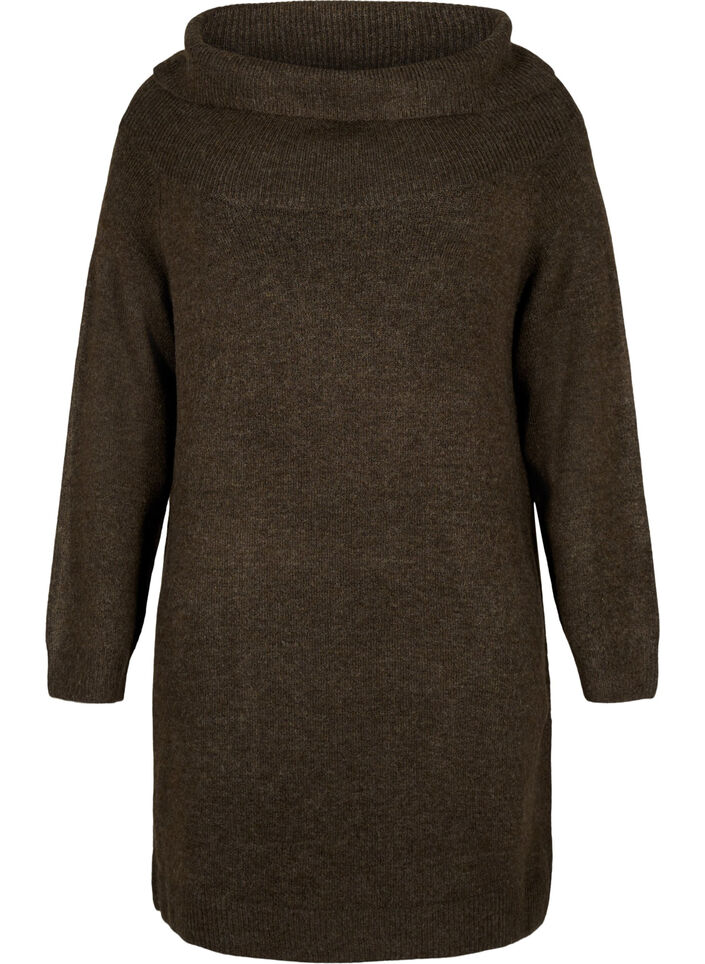 Gem&ecirc;leerde gebreide jurk, Demitasse Mel., Packshot image number 0