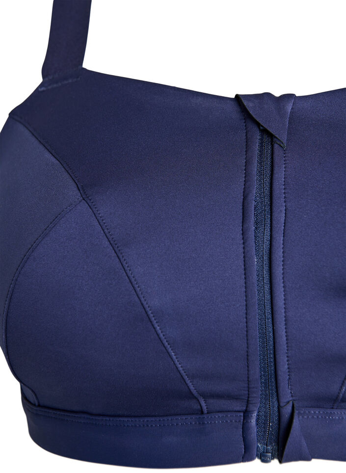 Sport-bh met frontsluiting en hoge ondersteuning, Blauw, Packshot image number 2