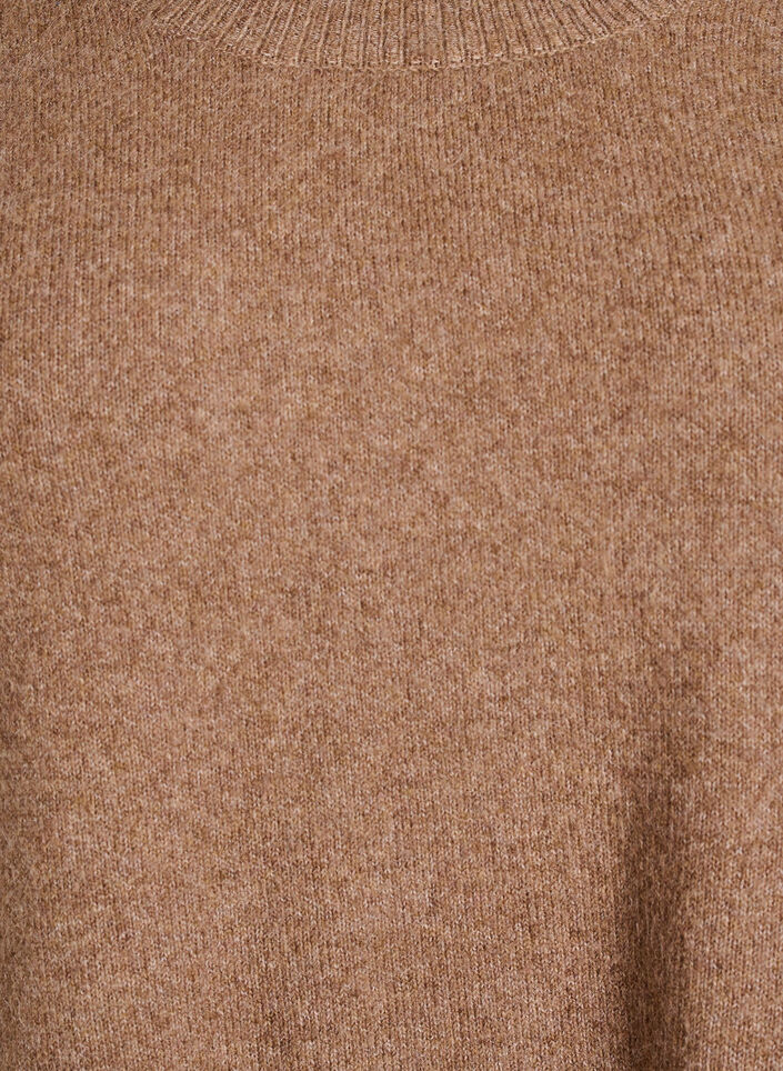 Lange gebreide blouse met balknopen, Bruin, Packshot image number 2